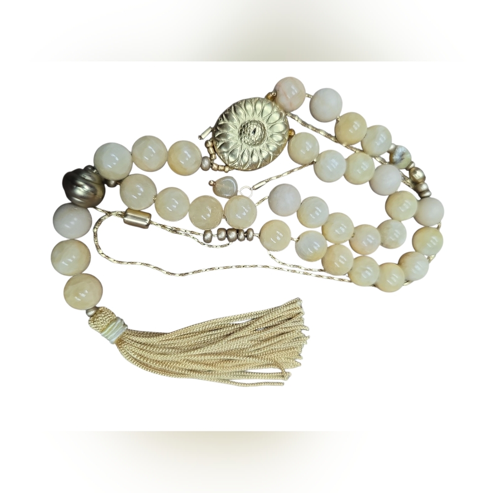 Citrine and Quartz Mala Beads 41" from Pull Tie with Matte Gold Findings - Picture 5 of 6